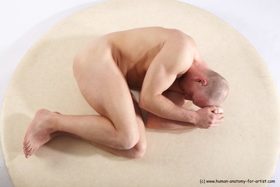 Nude Man White Laying poses - ALL Athletic Short Brown Laying poses - on side Realistic