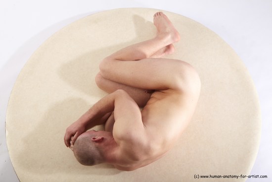 Nude Man White Laying poses - ALL Athletic Short Brown Laying poses - on side Realistic