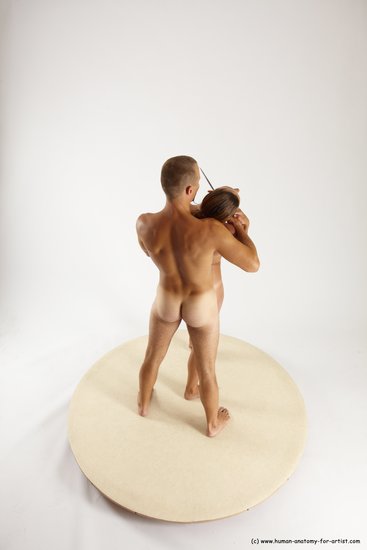 Nude Fighting Woman - Man White Standing poses - ALL Slim Short Brown Standing poses - simple Multi angles poses Realistic