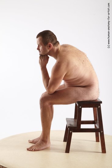 Nude Man White Sitting poses - simple Chubby Short Grey Sitting poses - ALL Realistic