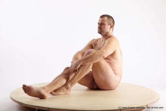 Nude Man White Sitting poses - simple Chubby Short Grey Sitting poses - ALL Realistic