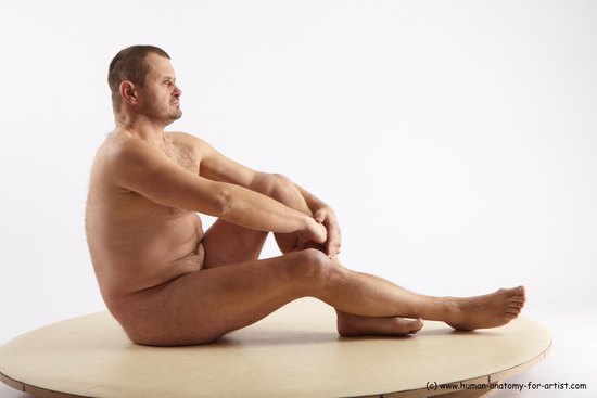 Nude Man White Sitting poses - simple Chubby Short Grey Sitting poses - ALL Realistic