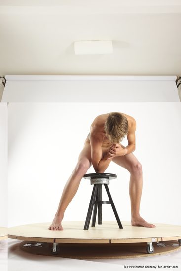 Nude Man White Standing poses - ALL Slim Short Brown Standing poses - bend over Multi angles poses Realistic