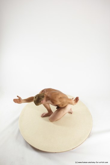 Nude Man White Kneeling poses - ALL Athletic Short Brown Kneeling poses - on one knee Multi angles poses Realistic