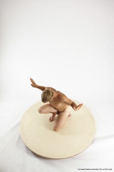 Nude Man White Kneeling poses - ALL Athletic Short Brown Kneeling poses - on one knee Multi angles poses Realistic