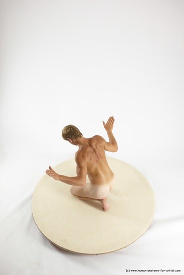 Nude Man White Kneeling poses - ALL Athletic Short Brown Kneeling poses - on one knee Multi angles poses Realistic