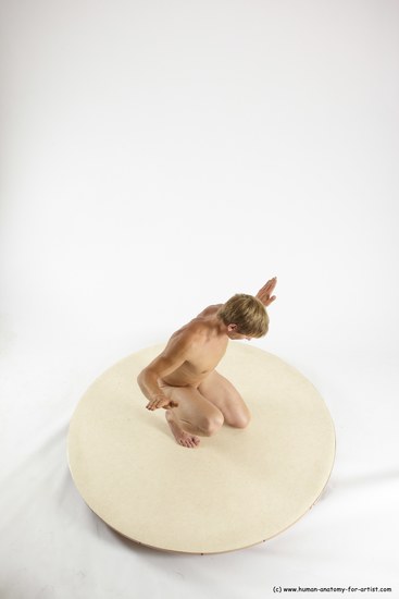 Nude Man White Kneeling poses - ALL Athletic Short Brown Kneeling poses - on one knee Multi angles poses Realistic