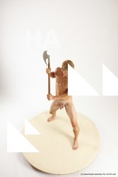 Nude Fighting with axe Man White Standing poses - ALL Athletic Short Brown Standing poses - simple Multi angles poses Realistic