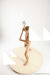 Nude Fighting with axe Man White Standing poses - ALL Athletic Short Brown Standing poses - simple Multi angles poses Realistic