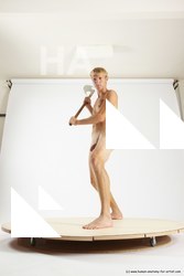Nude Fighting with axe Man White Standing poses - ALL Athletic Short Brown Standing poses - simple Multi angles poses Realistic