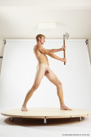 Nude Fighting with axe Man White Standing poses - ALL Athletic Short Brown Standing poses - simple Multi angles poses Realistic