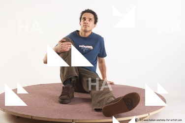 Casual Man White Sitting poses - simple Slim Short Brown Sitting poses - ALL Academic