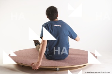 Casual Man White Sitting poses - simple Slim Short Brown Sitting poses - ALL Academic