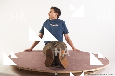 Casual Man White Sitting poses - simple Slim Short Brown Sitting poses - ALL Academic