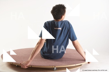 Casual Man White Sitting poses - simple Slim Short Brown Sitting poses - ALL Academic