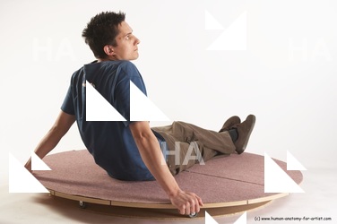 Casual Man White Sitting poses - simple Slim Short Brown Sitting poses - ALL Academic