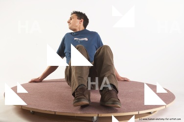 Casual Man White Sitting poses - simple Slim Short Brown Sitting poses - ALL Academic