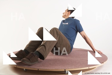 Casual Man White Sitting poses - simple Slim Short Brown Sitting poses - ALL Academic