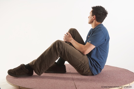 Casual Man White Sitting poses - simple Slim Short Brown Sitting poses - ALL Academic