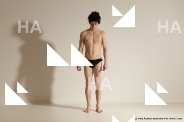 Underwear Gymnastic poses Man White Athletic Short Black Dancing Dynamic poses Academic