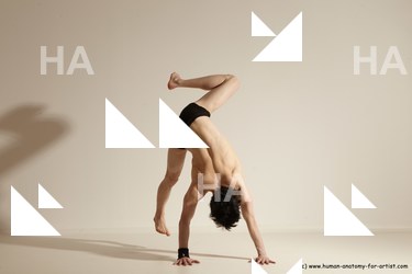 Underwear Gymnastic poses Man White Athletic Short Black Dancing Dynamic poses Academic