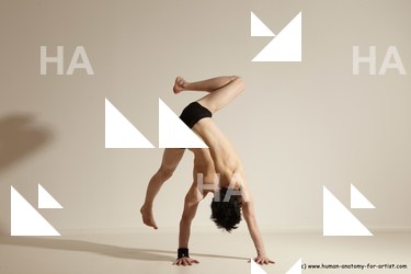 Underwear Gymnastic poses Man White Athletic Short Black Dancing Dynamic poses Academic