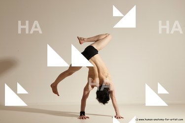 Underwear Gymnastic poses Man White Athletic Short Black Dancing Dynamic poses Academic