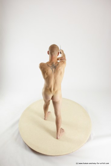 Nude Fighting with knife Man White Standing poses - ALL Slim Bald Standing poses - simple Multi angles poses Realistic