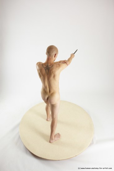 Nude Fighting with knife Man White Standing poses - ALL Slim Bald Standing poses - simple Multi angles poses Realistic