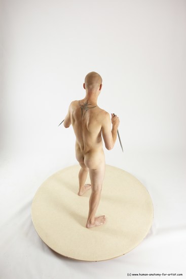 Nude Fighting with knife Man White Standing poses - ALL Slim Bald Standing poses - simple Multi angles poses Realistic