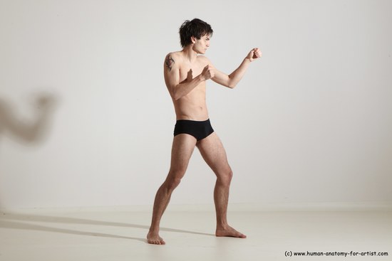 Underwear Martial art Man White Standing poses - ALL Athletic Short Brown Standing poses - simple Dynamic poses Academic