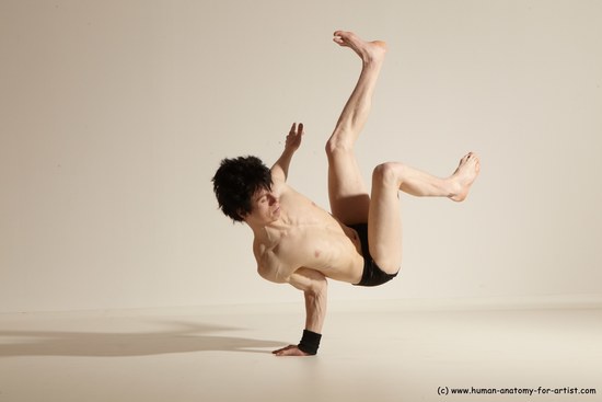 Underwear Gymnastic poses Man White Athletic Short Black Dancing Dynamic poses Academic