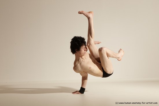 Underwear Gymnastic poses Man White Athletic Short Black Dancing Dynamic poses Academic