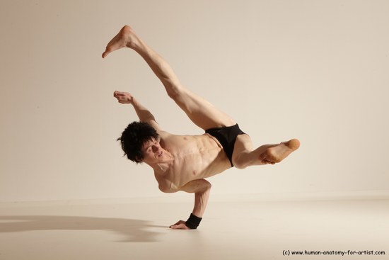 Underwear Gymnastic poses Man White Athletic Short Black Dancing Dynamic poses Academic