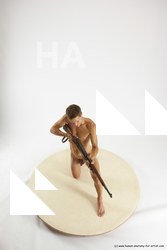 Nude Fighting with rifle Man White Standing poses - ALL Athletic Short Brown Standing poses - simple Multi angles poses Realistic