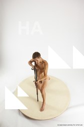 Nude Fighting with rifle Man White Standing poses - ALL Athletic Short Brown Standing poses - simple Multi angles poses Realistic