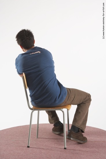 Casual Man White Sitting poses - simple Slim Short Brown Sitting poses - ALL Academic