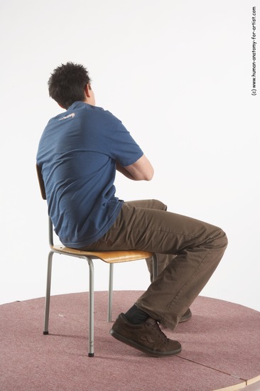 Casual Man White Sitting poses - simple Slim Short Brown Sitting poses - ALL Academic