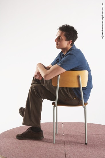 Casual Man White Sitting poses - simple Slim Short Brown Sitting poses - ALL Academic