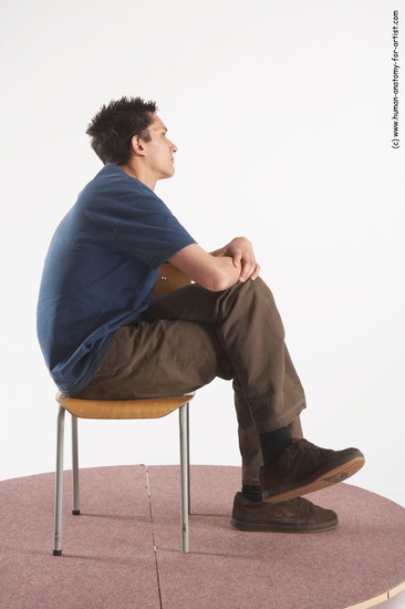 Casual Man White Sitting poses - simple Slim Short Brown Sitting poses - ALL Academic