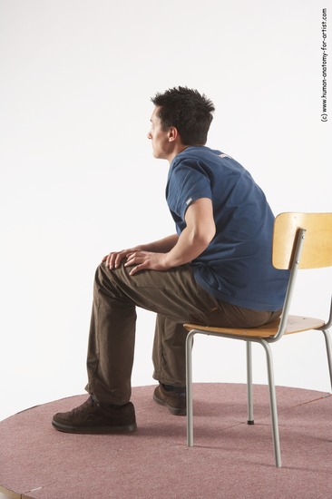 Casual Man White Sitting poses - simple Slim Short Brown Sitting poses - ALL Academic