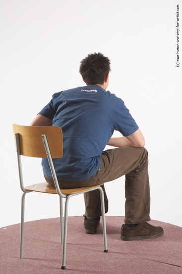 Casual Man White Sitting poses - simple Slim Short Brown Sitting poses - ALL Academic