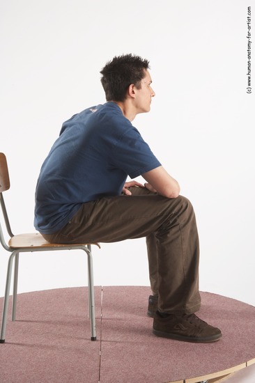 Casual Man White Sitting poses - simple Slim Short Brown Sitting poses - ALL Academic