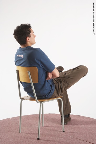 Casual Man White Sitting poses - simple Slim Short Brown Sitting poses - ALL Academic