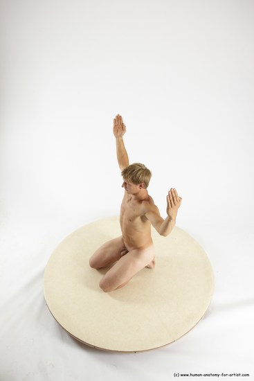 Nude Man White Athletic Short Brown Sitting poses - ALL Sitting poses - on knees Multi angles poses Realistic