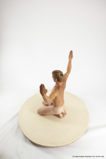 Nude Man White Athletic Short Brown Sitting poses - ALL Sitting poses - on knees Multi angles poses Realistic