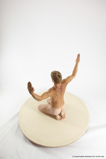 Nude Man White Athletic Short Brown Sitting poses - ALL Sitting poses - on knees Multi angles poses Realistic