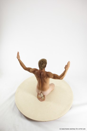 Nude Man White Athletic Short Brown Sitting poses - ALL Sitting poses - on knees Multi angles poses Realistic