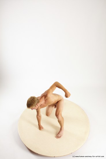 Nude Man White Kneeling poses - ALL Athletic Short Brown Kneeling poses - on one knee Multi angles poses Realistic