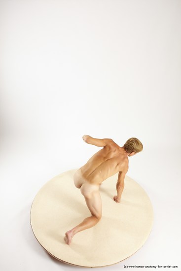 Nude Man White Kneeling poses - ALL Athletic Short Brown Kneeling poses - on one knee Multi angles poses Realistic